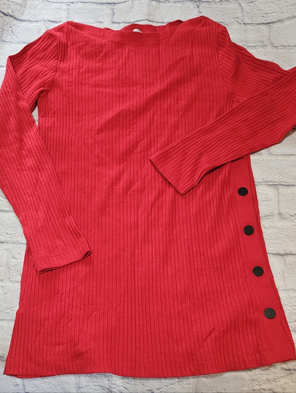 Zara Ribbed Long Sleeve Tunic with Black Side Snap Buttons XLarge NWOT